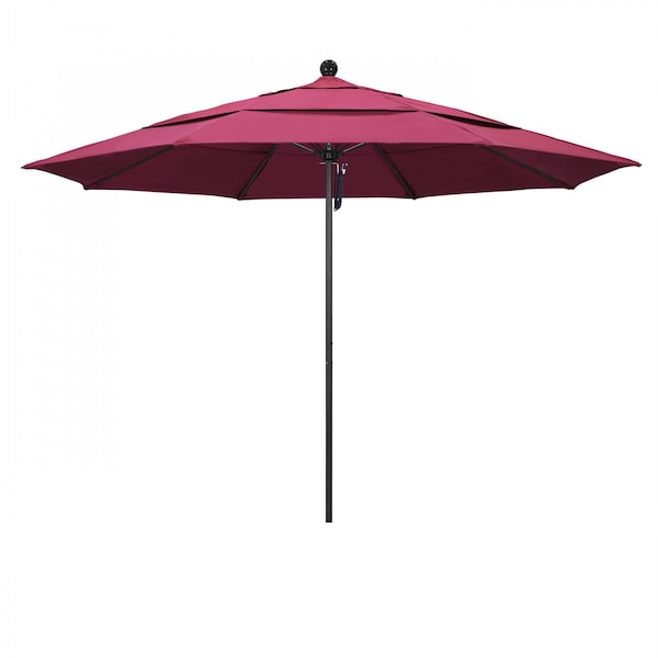 California Umbrella 11' Black Aluminum Market Patio Umbrella, Sunbrella Hot Pink 194061333440 - main